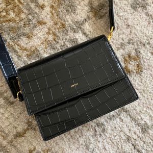 JW Pei Mini Flap Bag - Black Croc